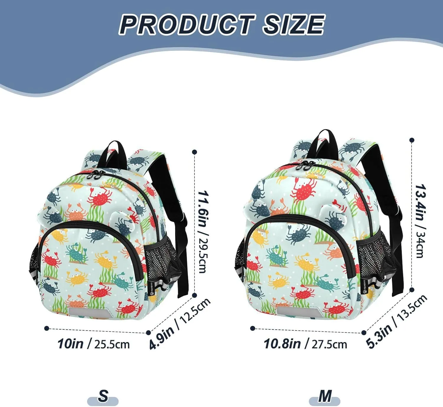 Cute Crab Preschool Backpack Design Colorful Daycare Bookbag School Backpack with Traction Rope for Kids 3-6