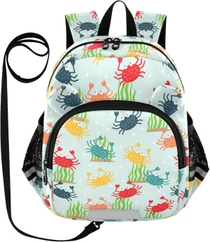 Cute Crab Preschool Backpack Design Colorful Daycare Bookbag School Backpack with Traction Rope for Kids 3-6
