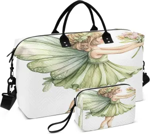 Cute Girl with Wings Travel Duffel Bag for Women Weekend Overnight Dag with Toiletry Bag, Luggage Bag for Travel, Sport, Gym