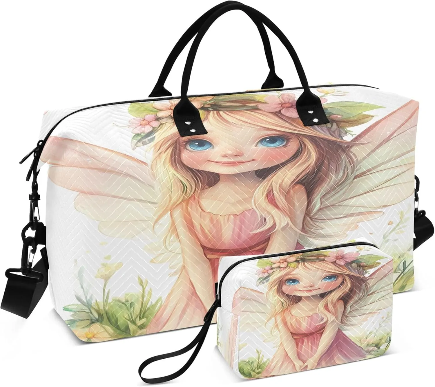Cute Girl with Wings Travel Duffel Bag for Women Weekend Overnight Dag with Toiletry Bag, Luggage Bag for Travel, Sport, Gym
