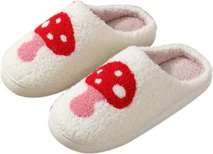 Cute Happy Face Slippers for Women Men, Retro Soft Plush Warm Cushioned Lightweight Non-Slip House Slippers Cozy Indoor Outdoor Slippers