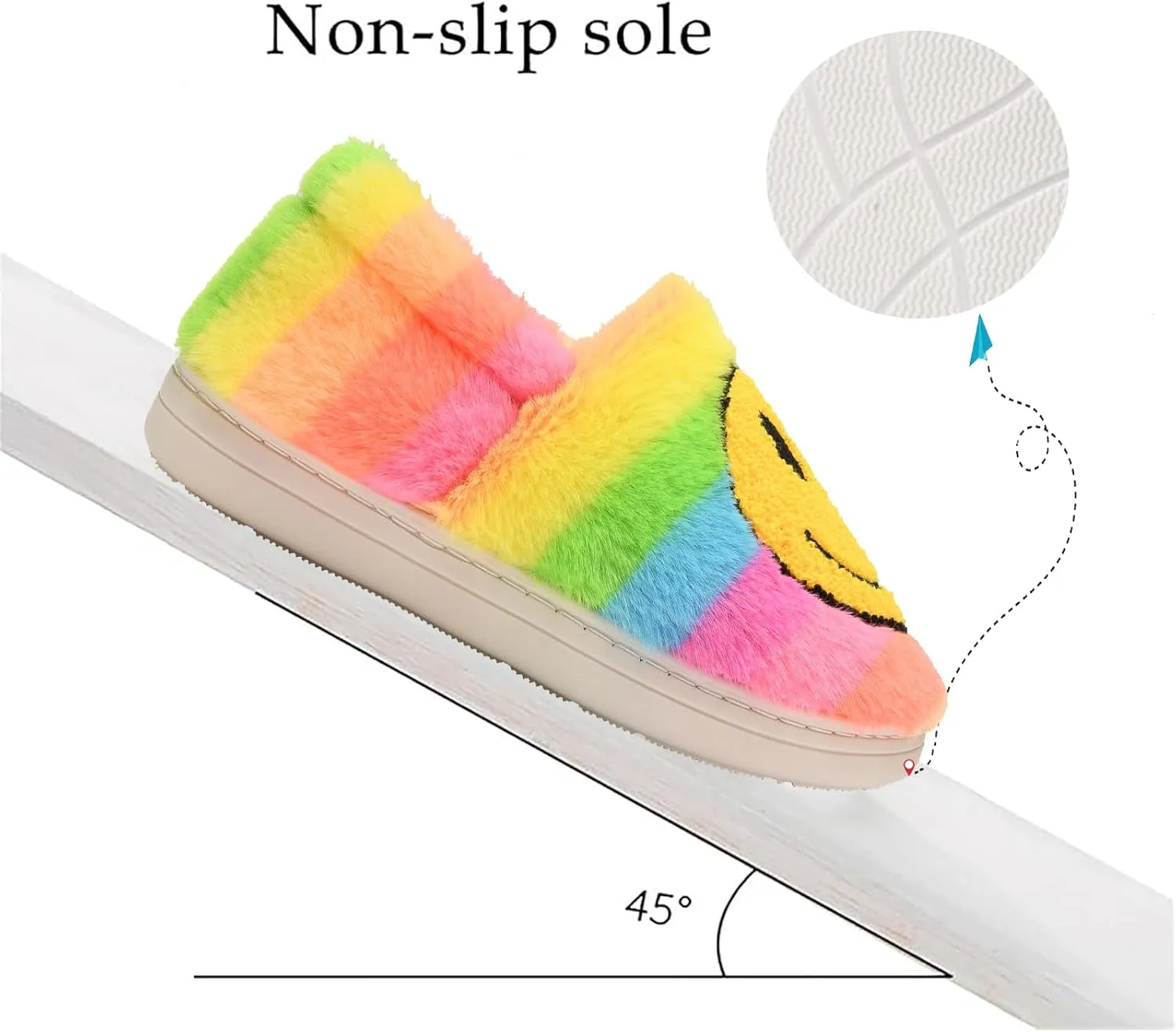 Cute Smile Face Slippers for Girls Boys,Soft Plush Non-Slip House Kids Slippers with Memory Foam Warm Cartoon Happy face Shoes for Indoor Outdoor