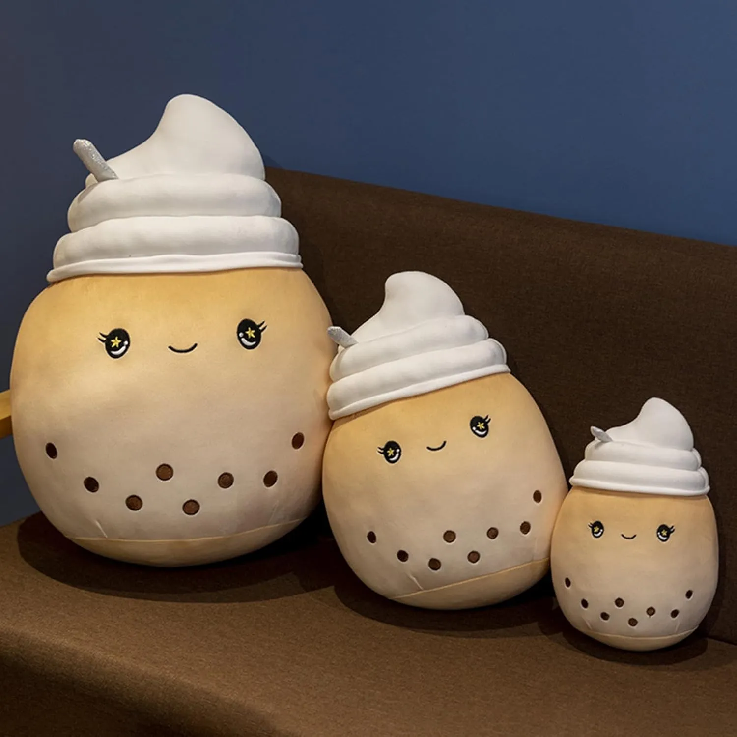 Cute Stuffed Ice Cream Cup Animal Ice-cream Plush Hugging Pillow Ice Cream Plushies Toy Kawaii Cartoon Boba Tea Stuffy Animal Milk Tea Cup Pillow Hugging Gift for Kids and Lovers (Brown, 14-Inch)