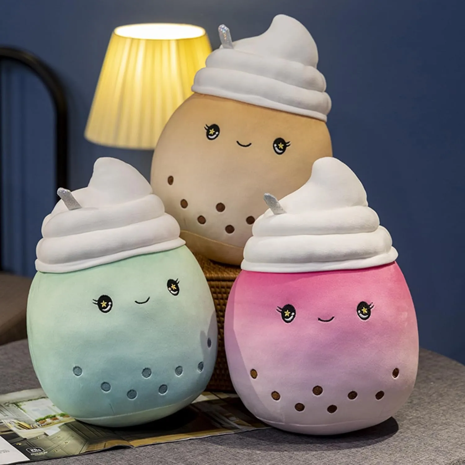 Cute Stuffed Ice Cream Cup Animal Ice-cream Plush Hugging Pillow Ice Cream Plushies Toy Kawaii Cartoon Boba Tea Stuffy Animal Milk Tea Cup Pillow Hugging Gift for Kids and Lovers (Brown, 14-Inch)