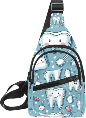 Cute Teeth Sling Bag for Women Men Crossbody Shoulder Tote Blet Bags Backpack Fanny Pack Travel Purse