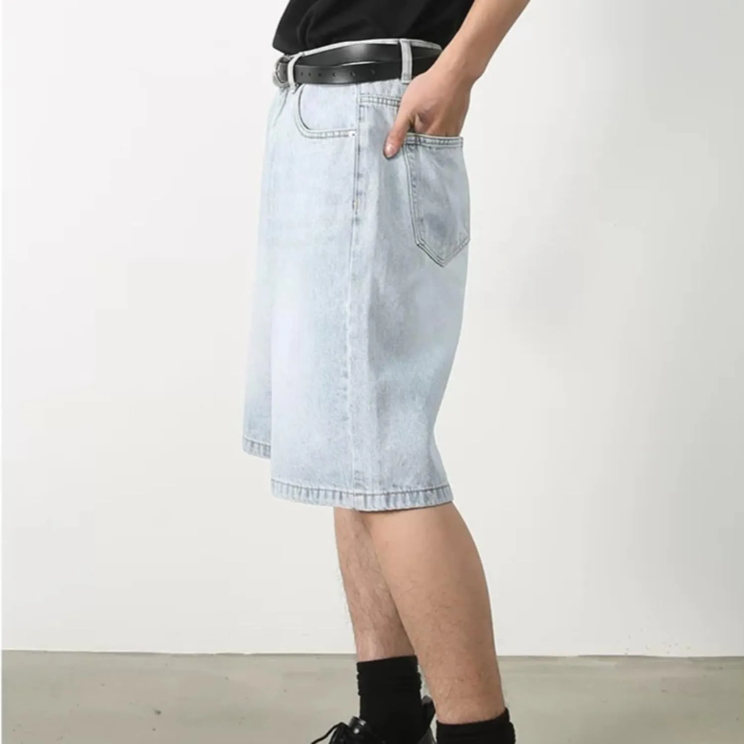 CUTEGAL Unisex Jorts Women Mid Rise Denim Shorts Wide Leg Baggy Jeans Men Casual Streetwear Y2k Pants