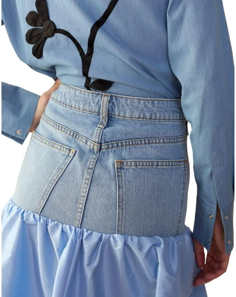 Cynthia Rowley Denim Taffeta Skirt