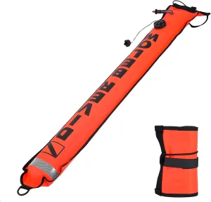 Cyrank Surface Marker Buoy, Diving Surface Marker with Reflective Tape Diving Underwater Inflatable Float SMB Surface Signal Buoy(Red)