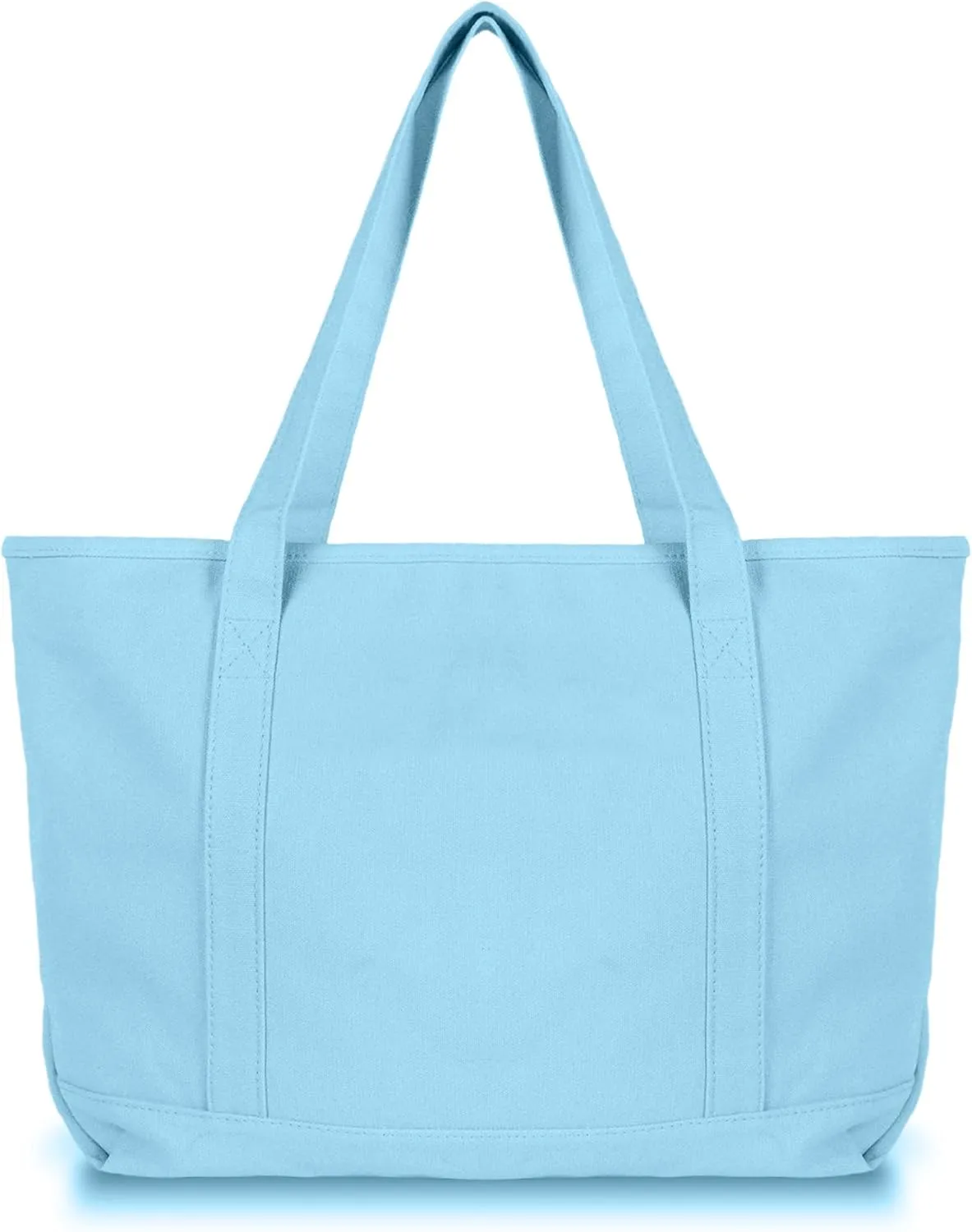 DALIX Womens 23" Deluxe 24 oz. Cotton Canvas Tote Bag Zippered in Light Blue