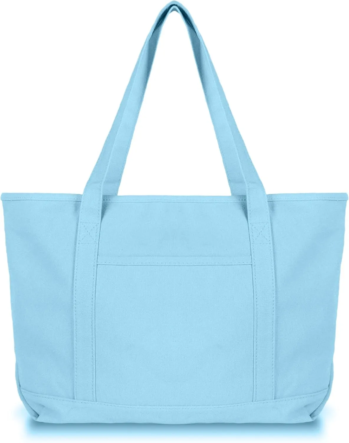 DALIX Womens 23" Deluxe 24 oz. Cotton Canvas Tote Bag Zippered in Light Blue