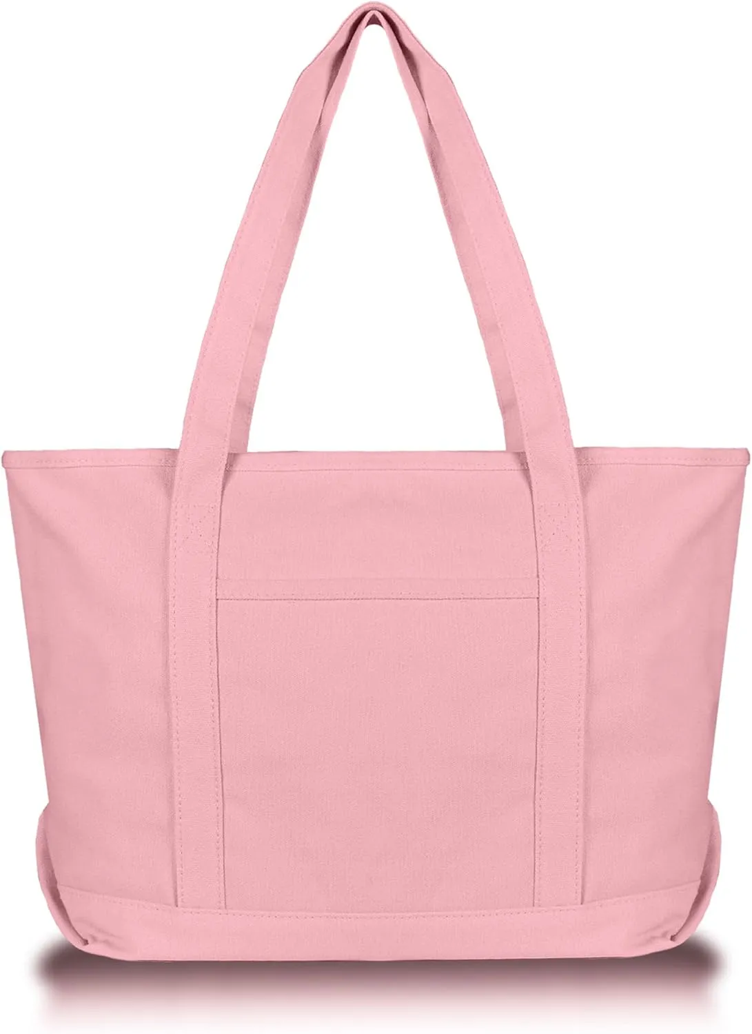 DALIX Womens 23" Deluxe 24 oz. Cotton Canvas Tote Bag Zippered in Light Pink