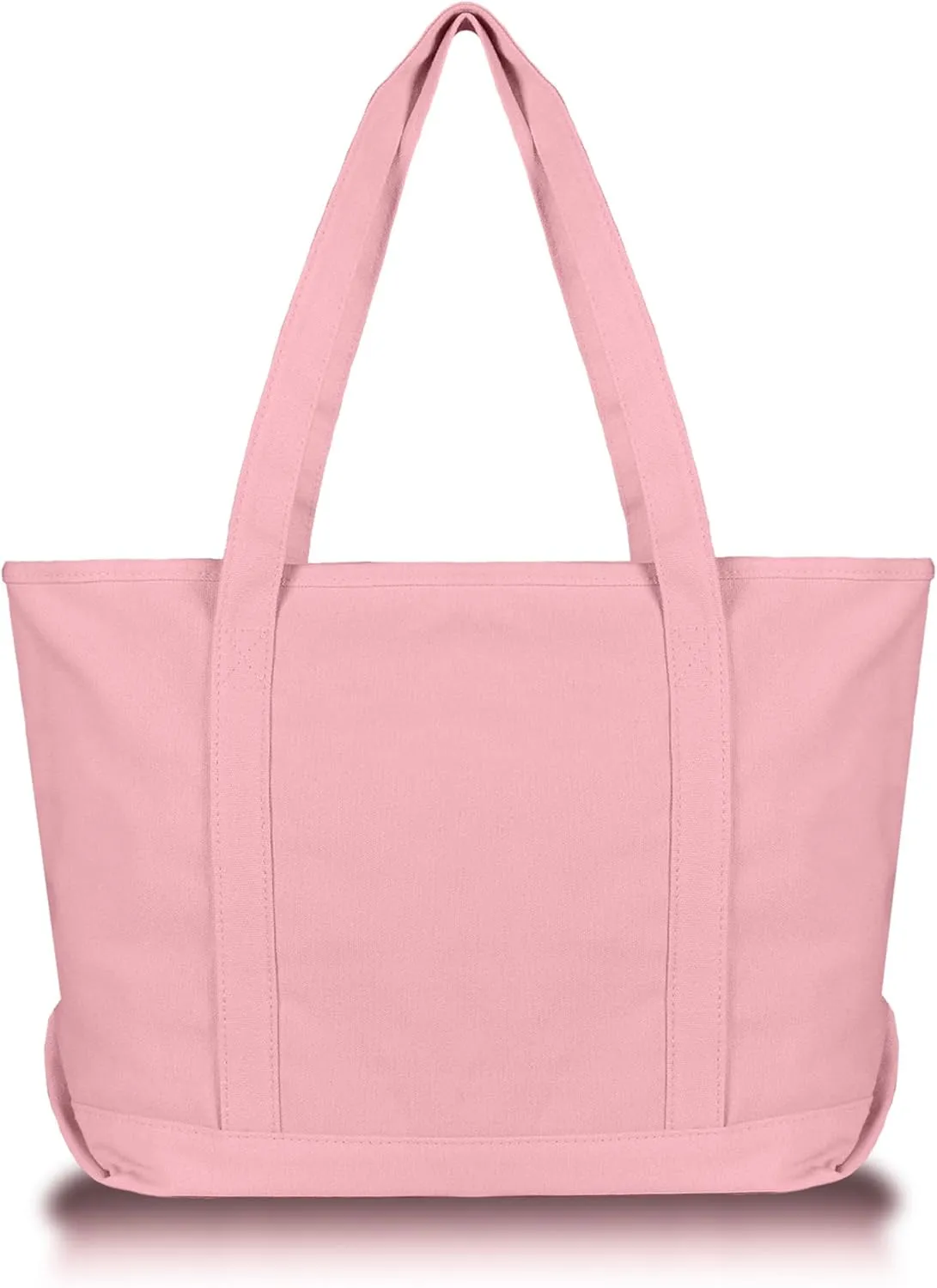 DALIX Womens 23" Deluxe 24 oz. Cotton Canvas Tote Bag Zippered in Light Pink