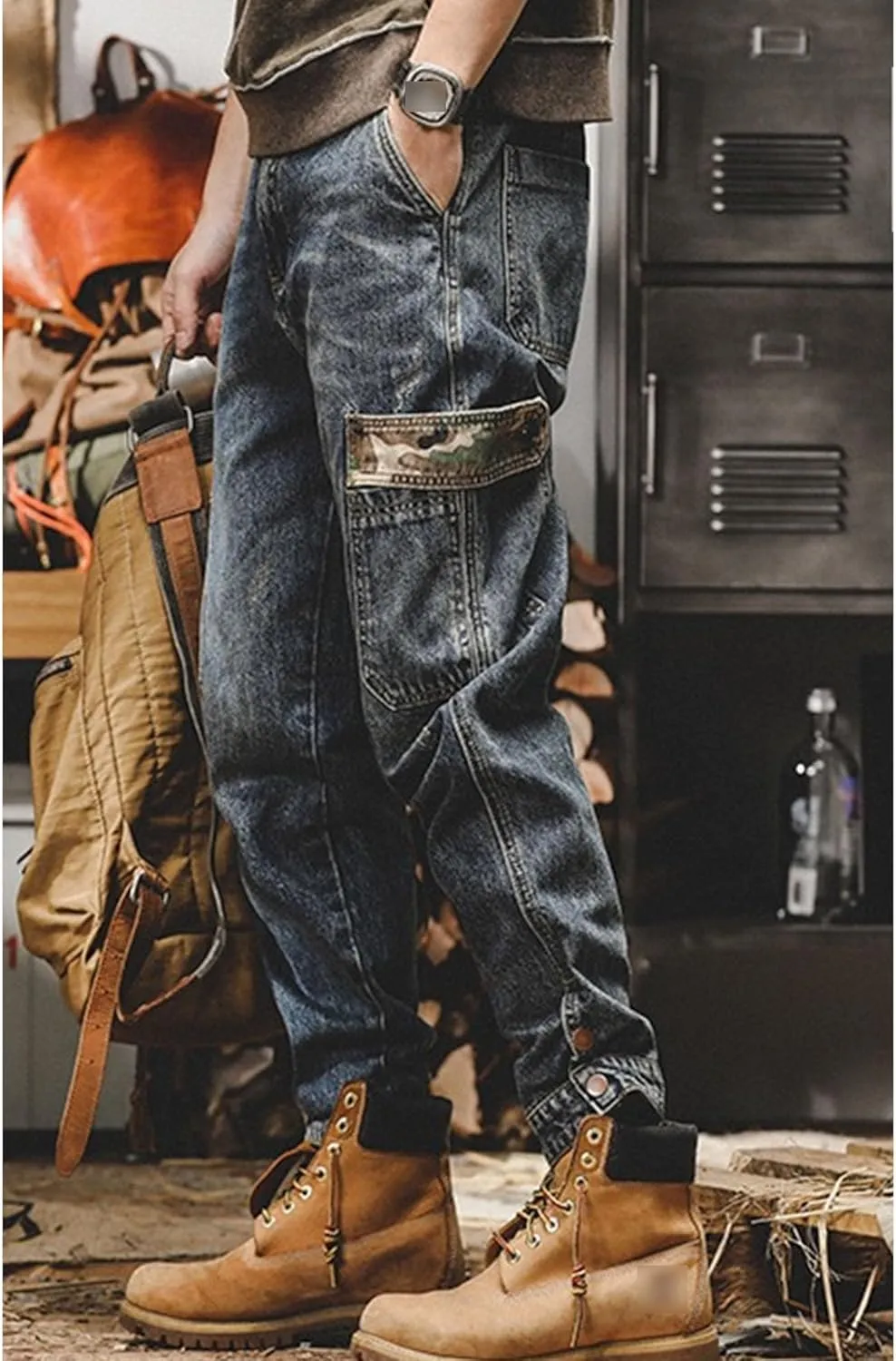 Dance Skater Skateboard Pants Men Cargo Vintage Baggy Jeans Loose Fit Denim Pants for Men