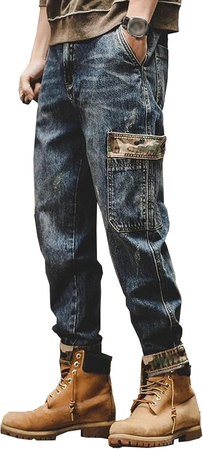 Dance Skater Skateboard Pants Men Cargo Vintage Baggy Jeans Loose Fit Denim Pants for Men