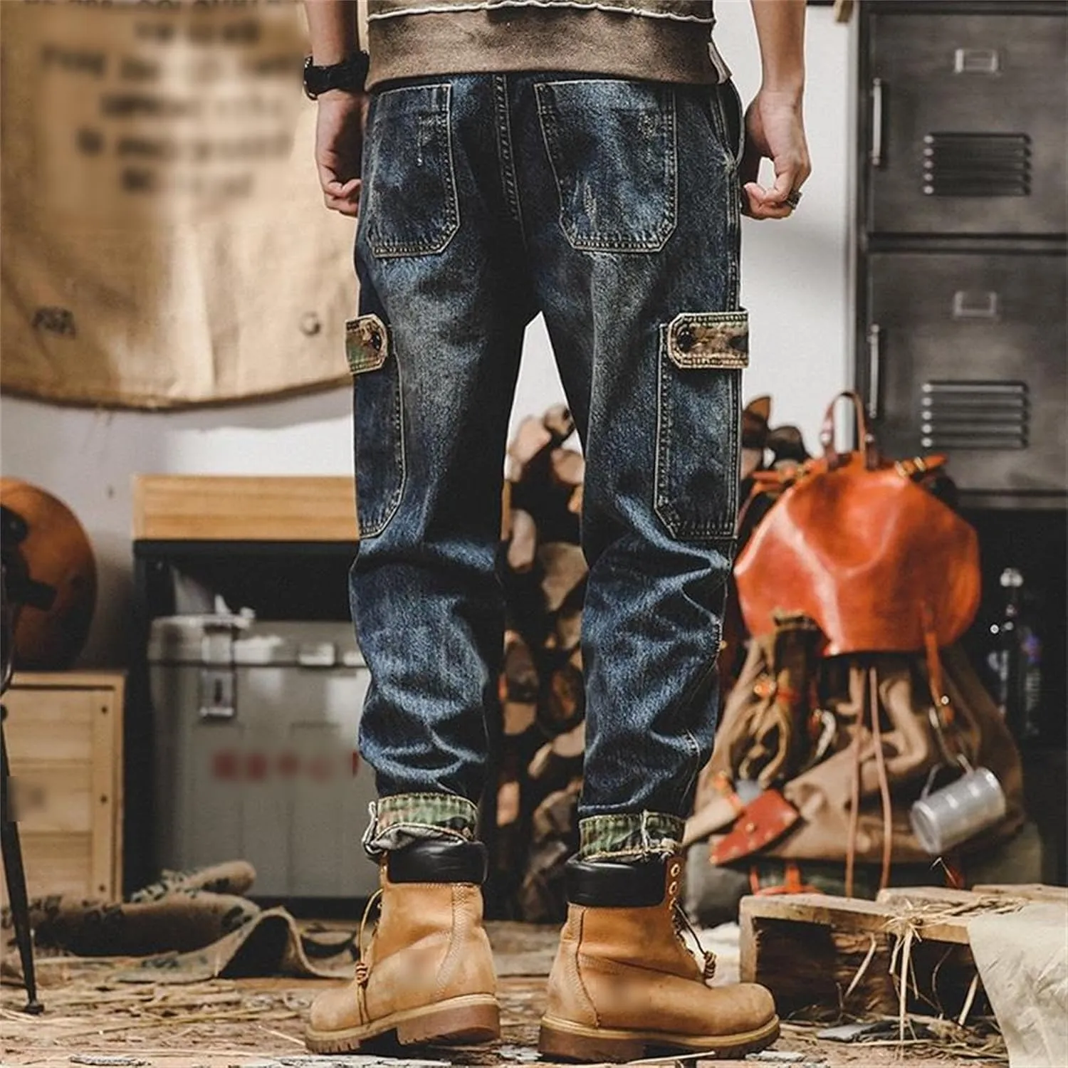 Dance Skater Skateboard Pants Men Cargo Vintage Baggy Jeans Loose Fit Denim Pants for Men