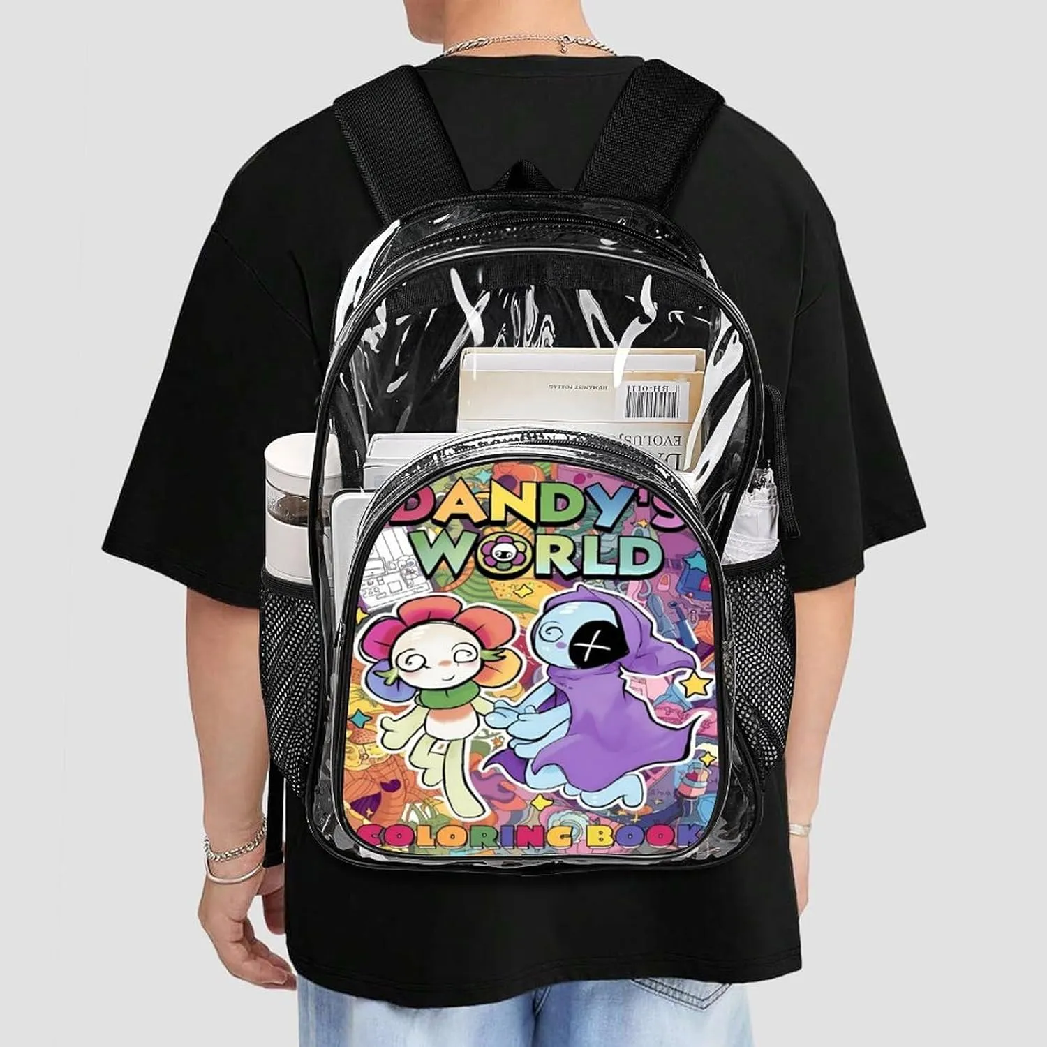 Dandys World Transparent Backpack With Front Pocket Large Capacity Laptop Backpack For Unisex