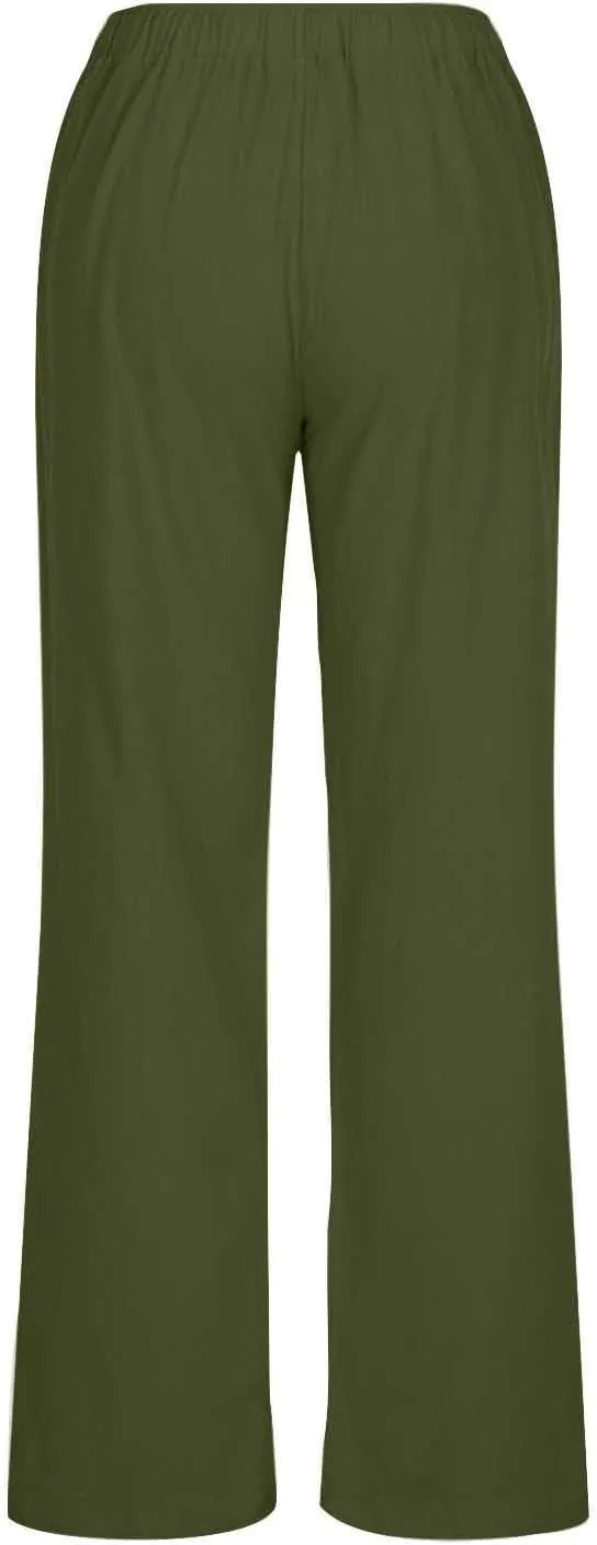 DASAYO Womens Linen Palazzo Pants Summer Casual Boho Wide Leg Drawstring High Waist Loose Fit Beach Trousers with Pockets