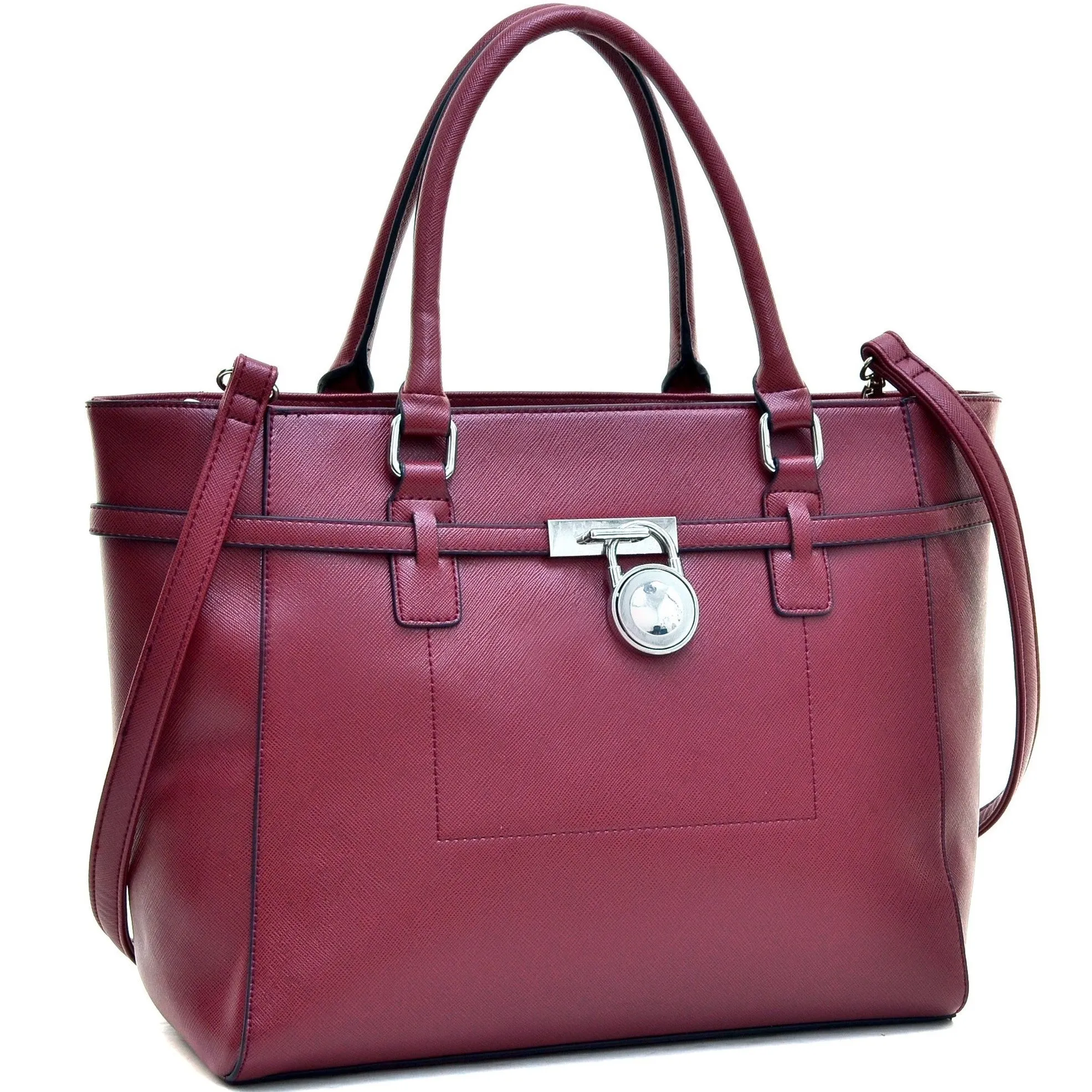 Dasein Padlock Belted Medium Tote Bag Shoulder Bag Handbag