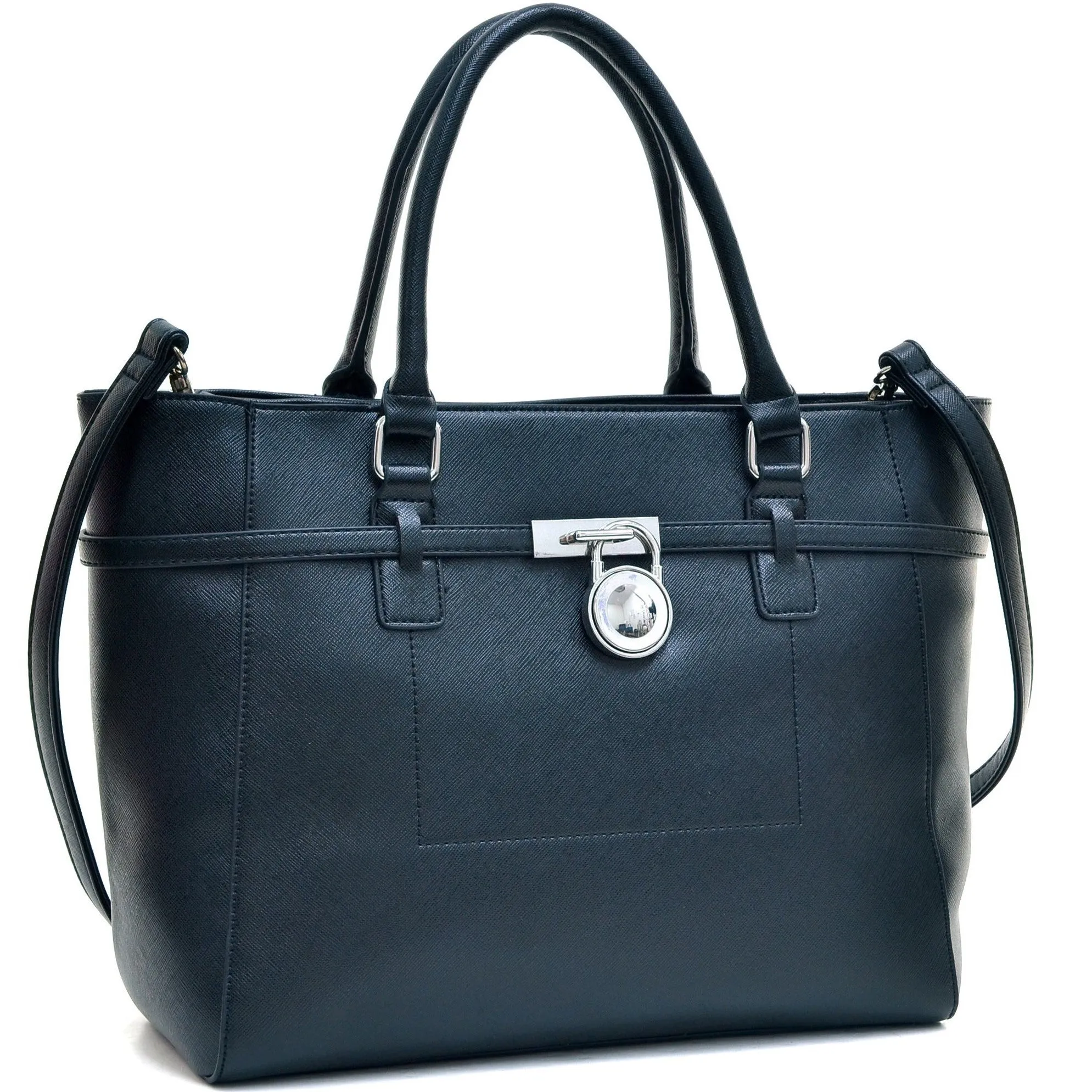 Dasein Padlock Belted Medium Tote Bag Shoulder Bag Handbag