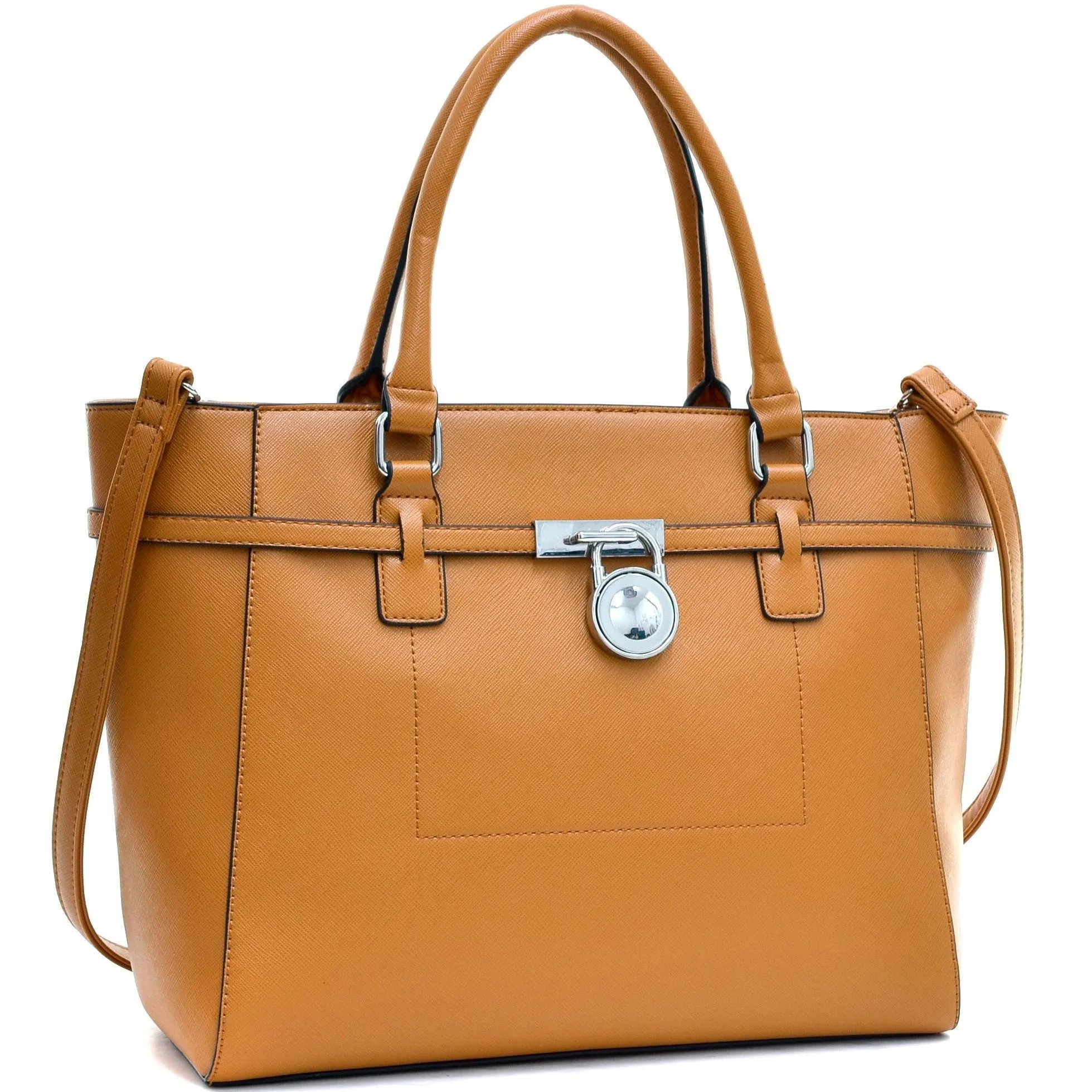 Dasein Padlock Belted Medium Tote Bag Shoulder Bag Handbag