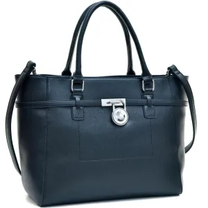 Dasein Padlock Belted Medium Tote Bag Shoulder Bag Handbag