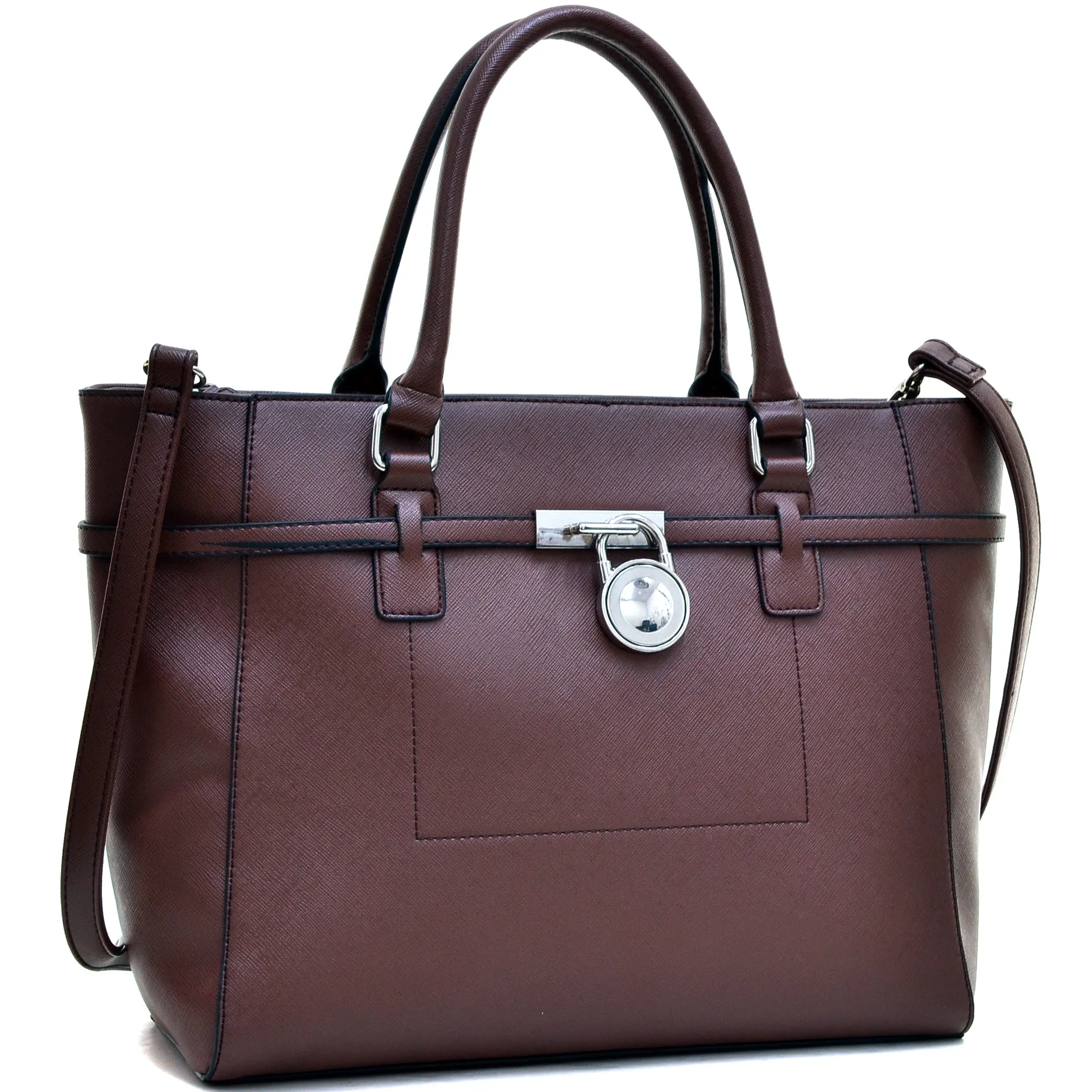 Dasein Padlock Belted Medium Tote Bag Shoulder Bag Handbag