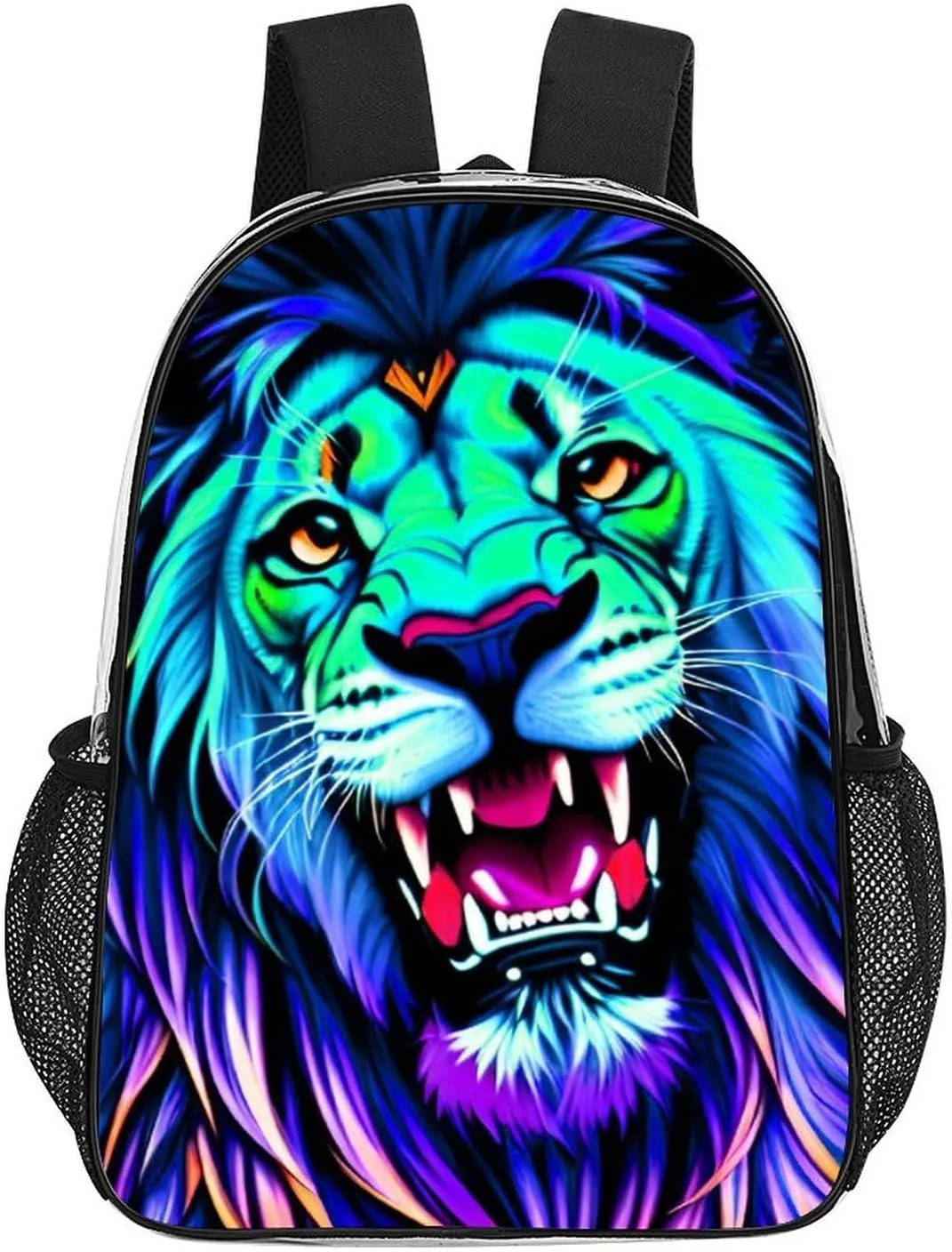 Daypack Backpack Multipurpose Anti-Theft Large Capacity Bookbag - Trippy King Of The Lion Art Travel Hiking & Camping Rucksack Transparent Bag