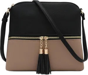 DELUXITY Lightweight Medium Crossbody Bag with Tassel