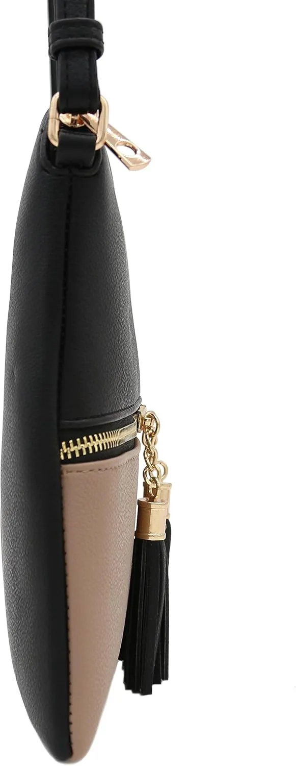 DELUXITY Lightweight Medium Crossbody Bag with Tassel