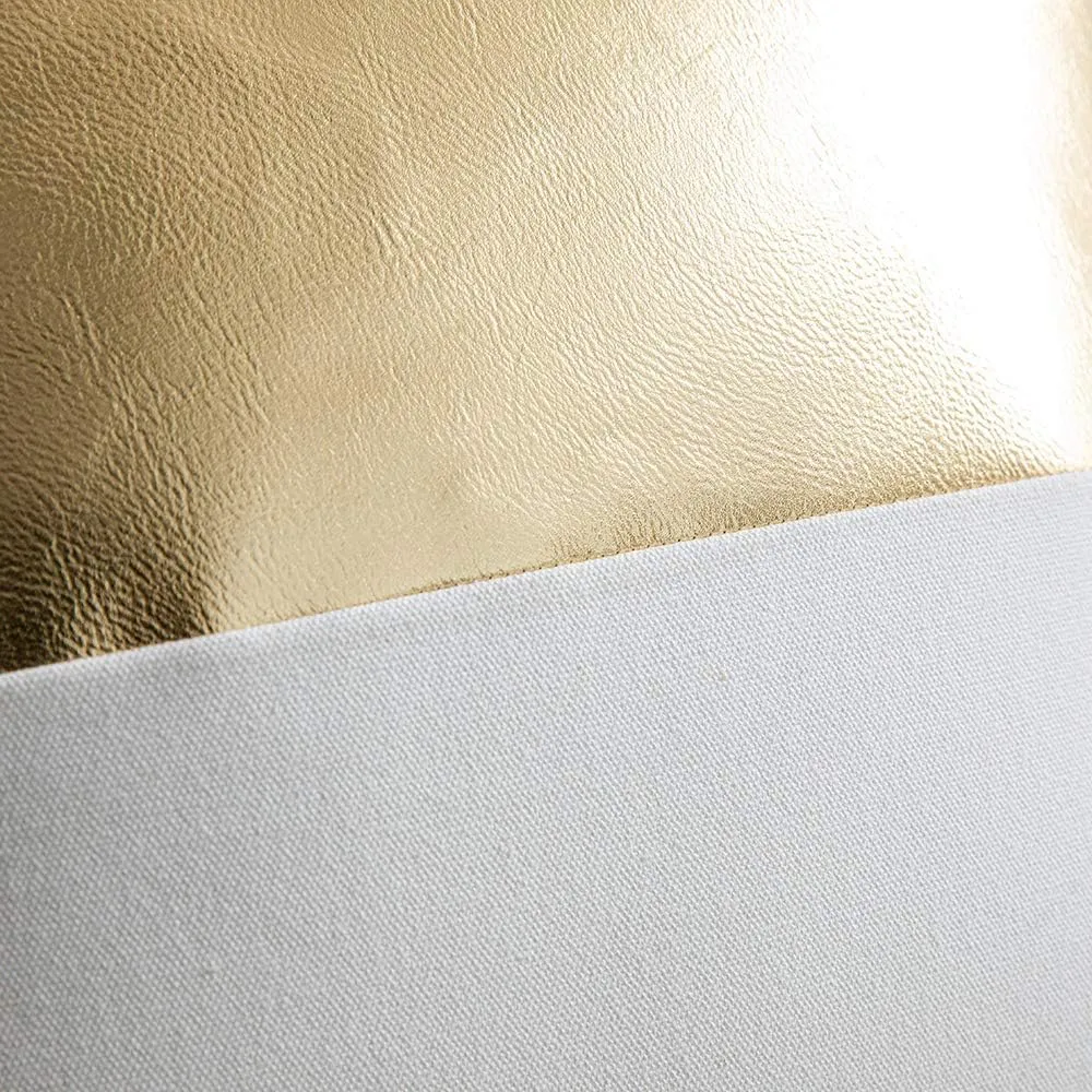 DEZENE Leather Throw Pillow Covers, Set of 2 Modern Leather/Cotton Decorative Pillowcases for Home Decor Bedroom Living Room Couch Bed Sofa, 18x18 Inch, Gold and White