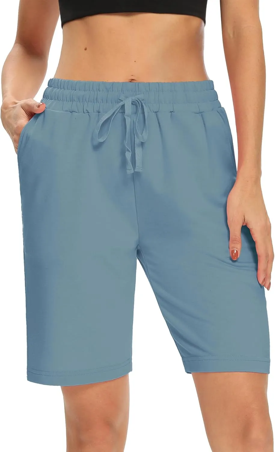 DIBAOLONG Womens Yoga Shorts Loose Comfy Drawstring Lounge Bermuda Shorts with 3 Pockets