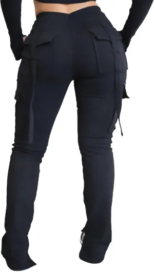 DINGANG Women's Drawstring Cargo Sweatpants with Pockets, Stretchy Casual Joggers Lounge Leggings