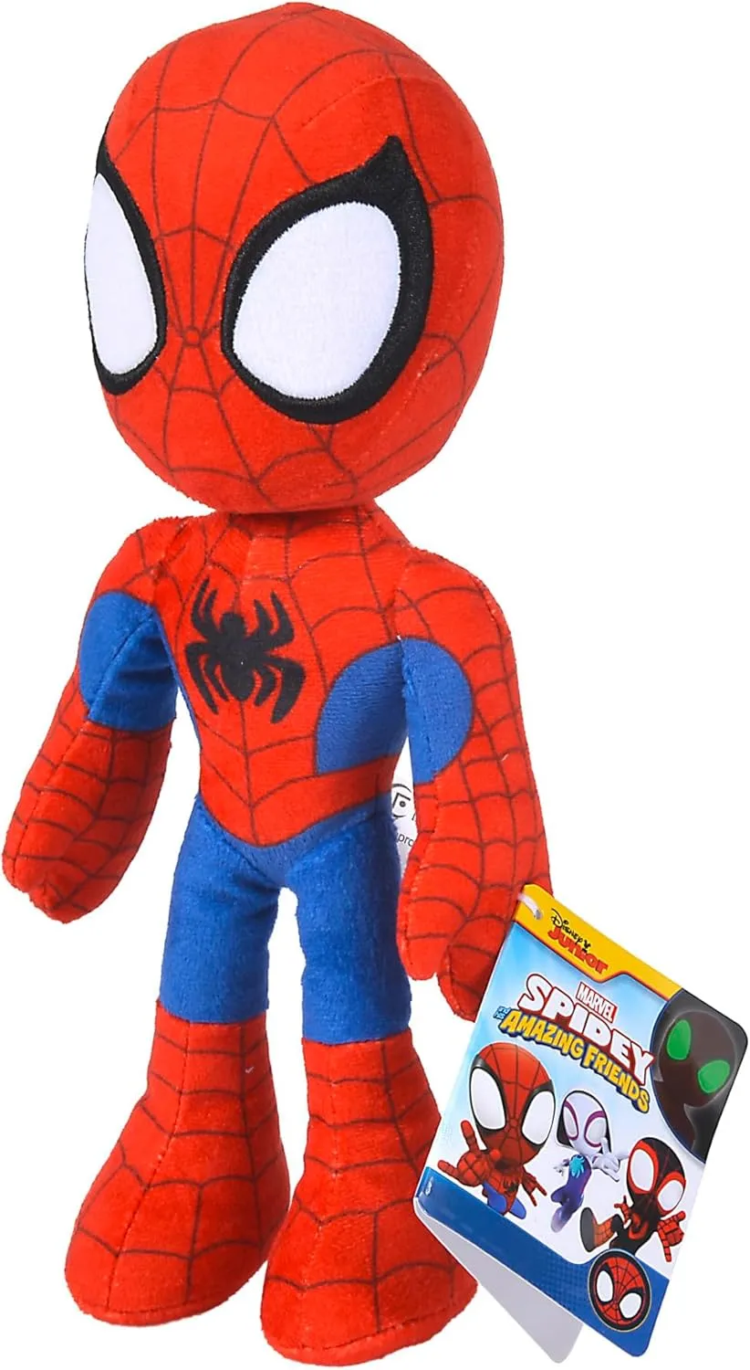 Disney Spiderverse Spiderman Action Figure 25 cm Soft Toy with Glow in The Dark Eyes,Blue,Purple,White