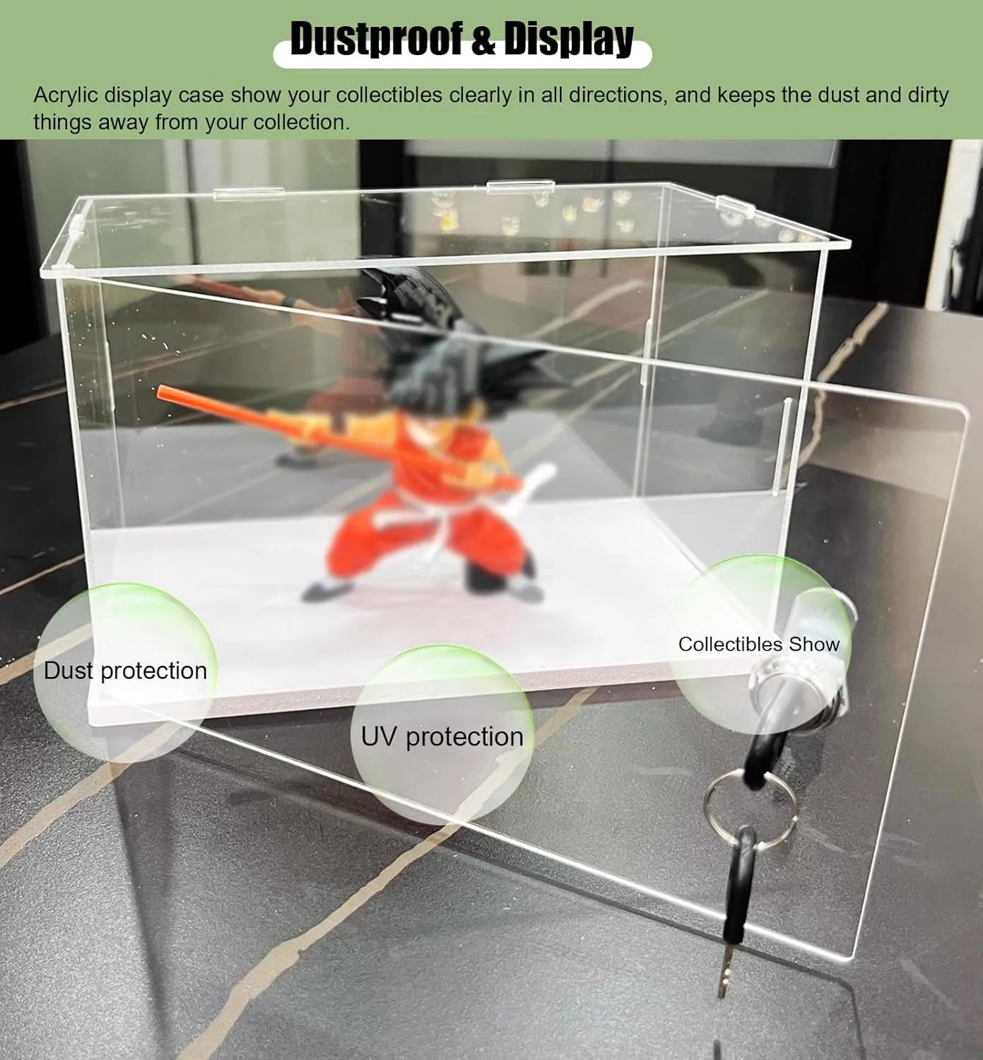 Display Case Acrylic Display Case with Lock & Key, Dustproof Display Boxes for Organizer Collectibles Transparent, Action Figures/Jewelry Cube Storage Bin(30x30x30cm(12"x12"x12"))