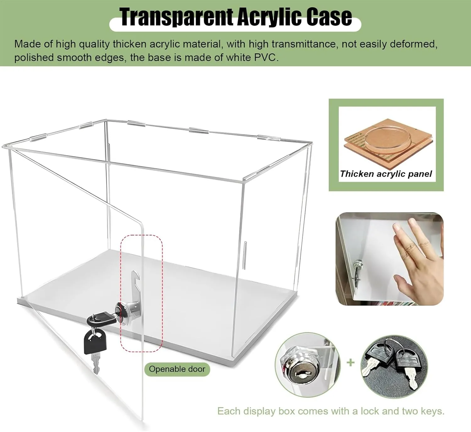 Display Case Acrylic Display Case with Lock & Key, Dustproof Display Boxes for Organizer Collectibles Transparent, Action Figures/Jewelry Cube Storage Bin(30x30x30cm(12"x12"x12"))