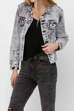 DISTRESSED CROP DENIM JACKET