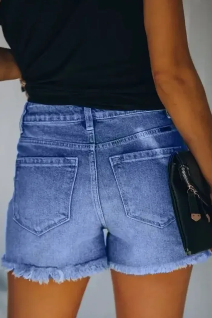 Distressed Denim Shorts