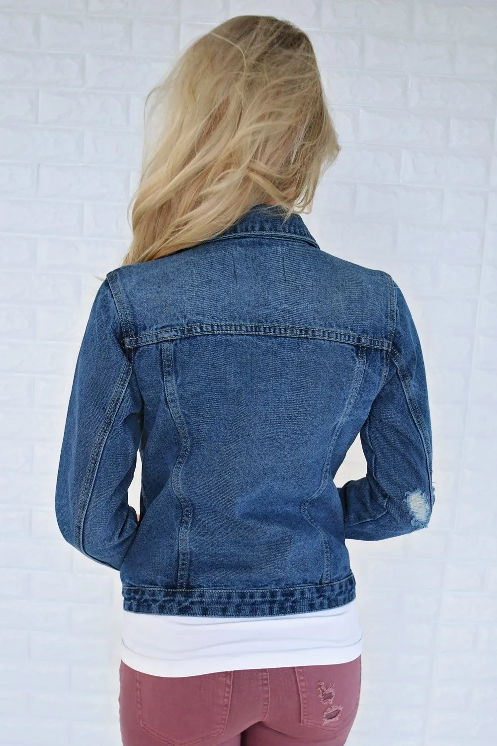 Distressed Medium Wash Denim Jacket