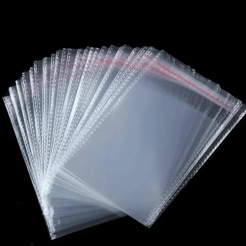 DMS RETAIL Clear Transparent Self Adhesive Resealable Plastic Pouch Bag Plastic polythene Clear Transparent bags BOPP Plastic pouch Bags Small To Large Size Pack Of 50 (10X14 Inches)