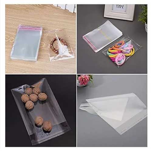 DMS RETAIL Plastic polythene Clear Transparent bags small size Self Adhesive BOPP Resealable Plastic pouch Bags for jwellery packaging 3X4 Inches Pack Of (200)