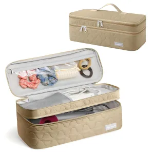 Double-Layer Travel Carrying Case Compatible with Revlon One-Step Hair Dryer and Volumizer Hot Air Brush and Attachments,Quilting Portable Storage Organizer Bag Compatible,Khaki