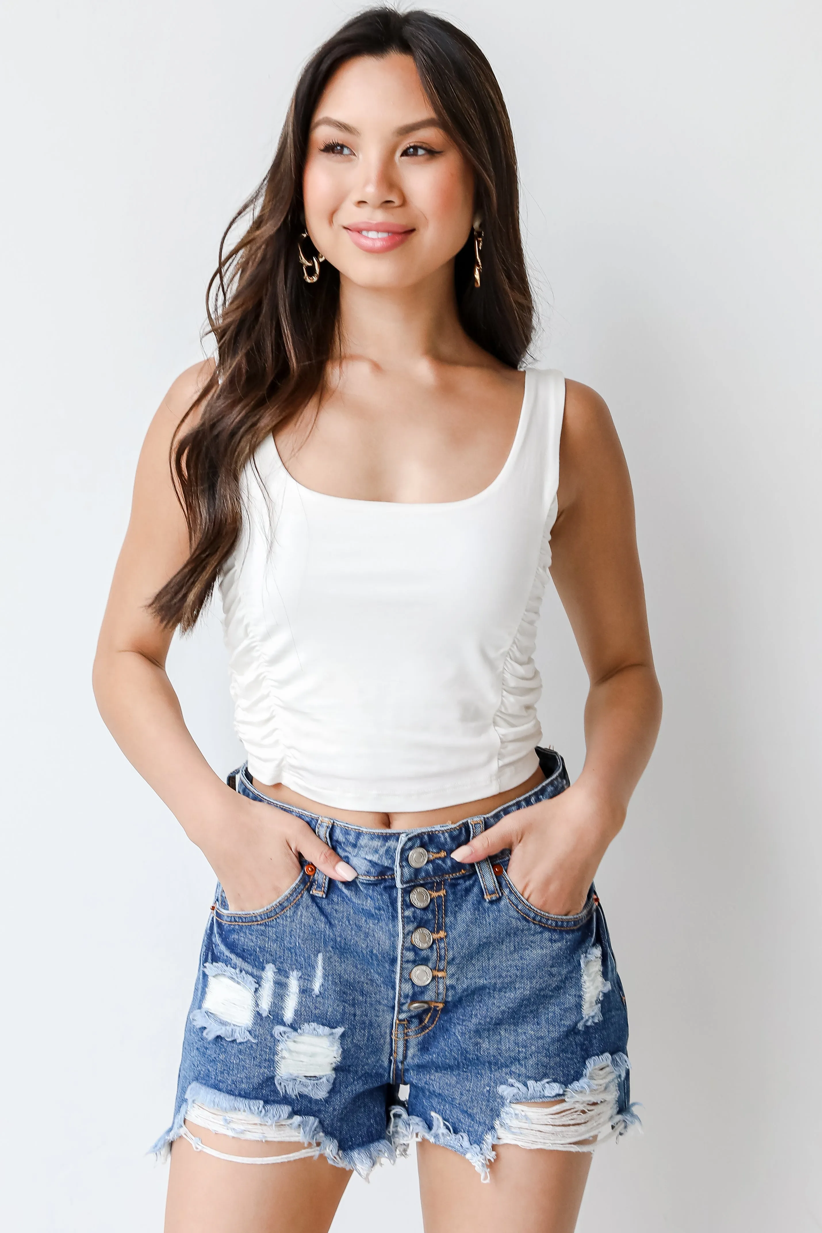 Drift Away Distressed Denim Shorts