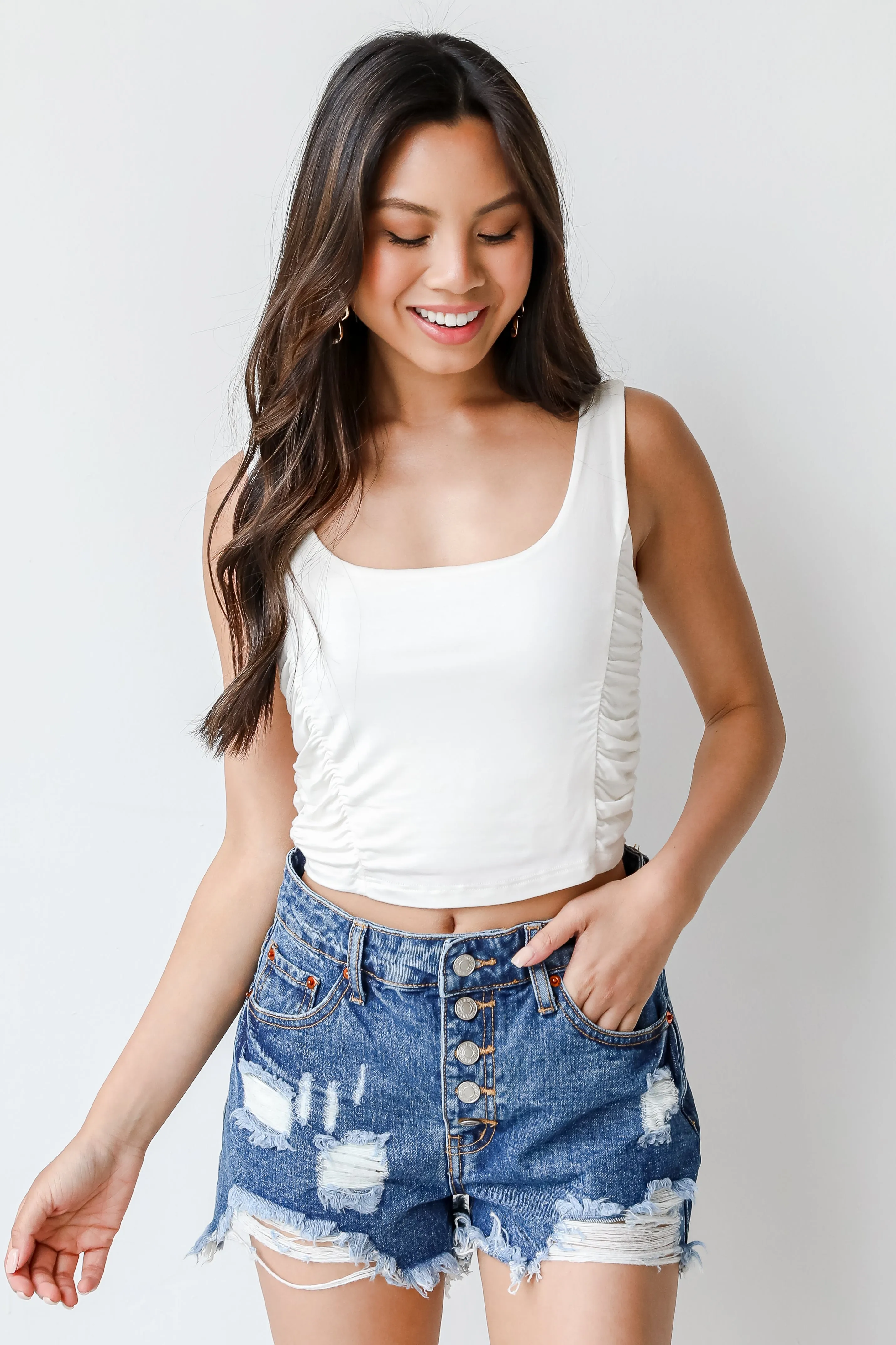 Drift Away Distressed Denim Shorts