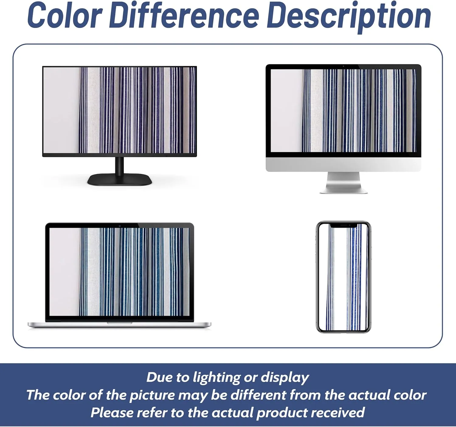 DriftAway Chris Linen Blackout Curtains with Thermal and Sound Reducing Layer 84 Inches Long for Bedroom Striped Printed Drapes Thermal Insulated Lined Window Treatments for Living Room Dark Blue