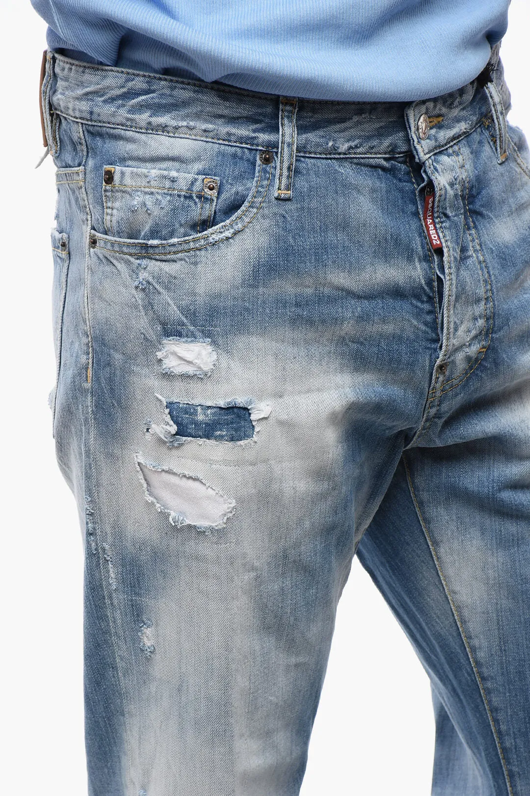 Dsquared2 Distressed ROADIE Denims with Light Wash