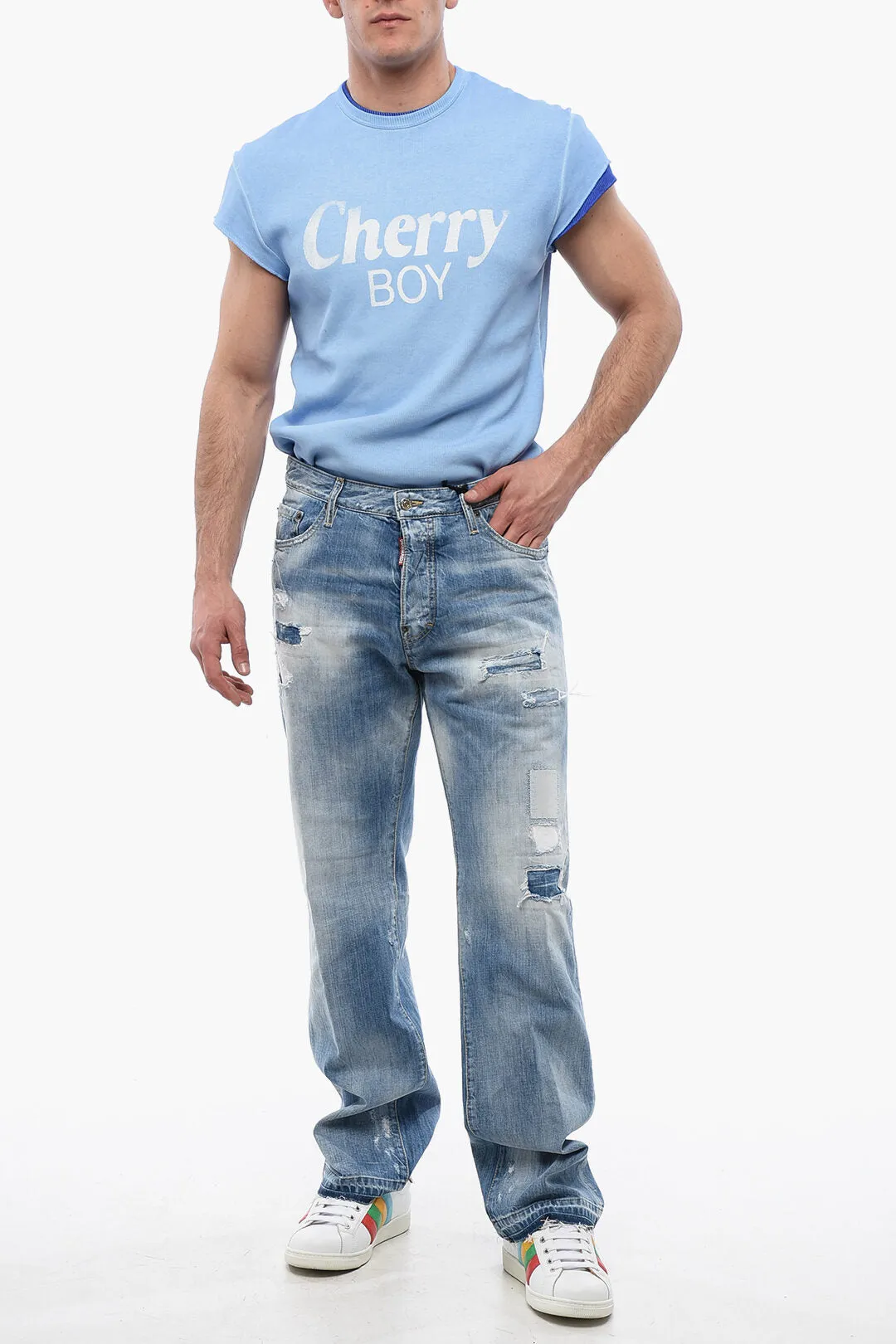 Dsquared2 Distressed ROADIE Denims with Light Wash