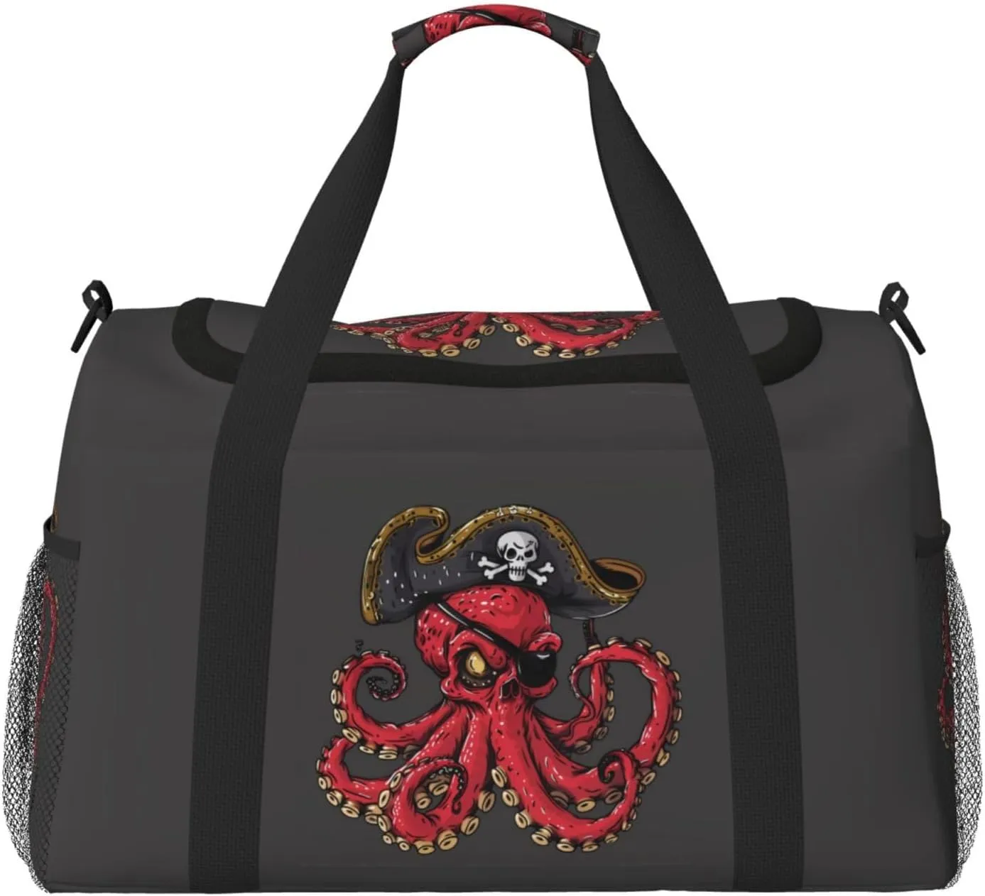 Duffle Bag for Travel, Octopus Pirate Illustration Weekender Overnight Duffel Bag, Carry On Bag Gym Bag for Women Men, Personal Item Travel Bag
