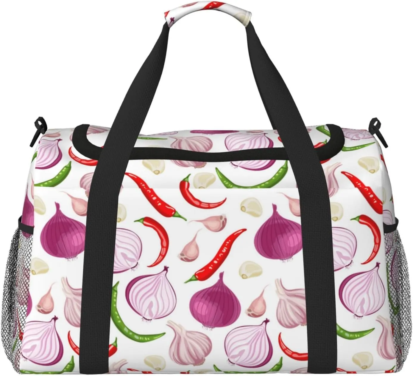 Duffle Bag for Travel, Onion garlic bell pepper Weekender Overnight Duffel Bag, Carry On Bag Gym Bag for Women Men, Personal Item Travel Bag