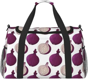 Duffle Bag for Travel, purple Onion Pattern Weekender Overnight Duffel Bag, Carry On Bag Gym Bag for Women Men, Personal Item Travel Bag