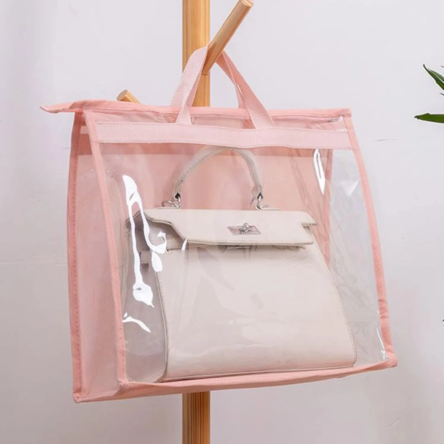 Dust Bags for Handbags - Purse Storage Organizer for Closet Moistureproof and Dustproof Cover Hanging with Zipper and Handle (Black-S)